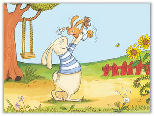 Die sieben kleinen Hasen – Matti und Papa Hase spielen im Garten