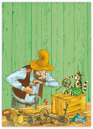 Poster: Pettersson und Findus bauen ein Auto