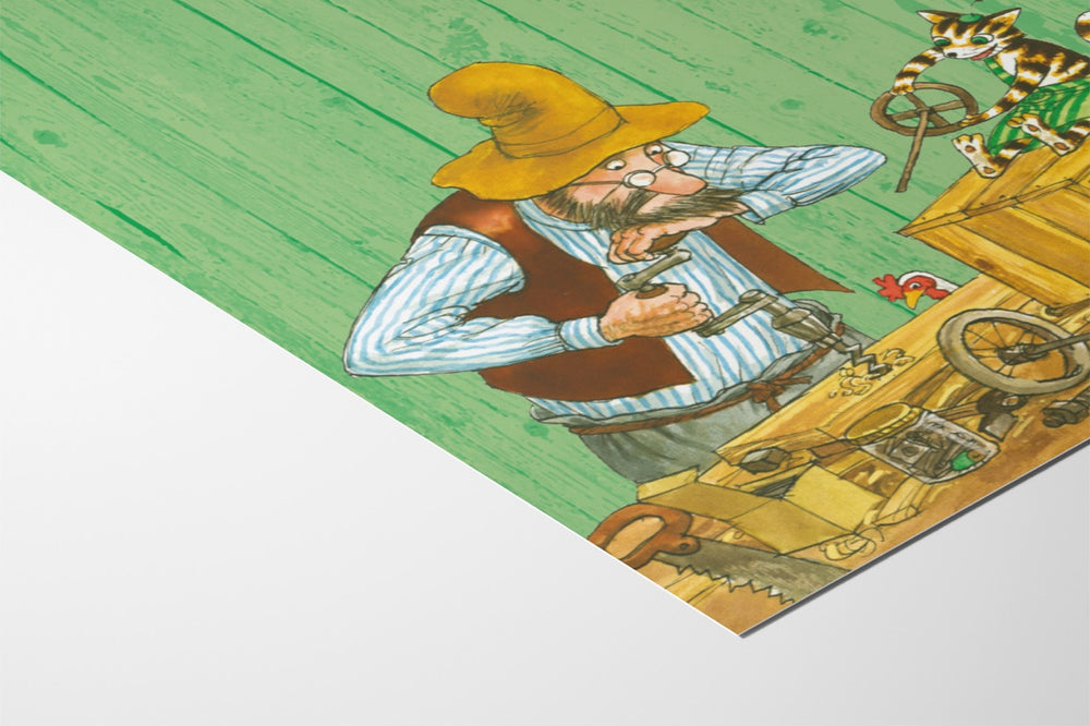 Poster: Pettersson und Findus bauen ein Auto